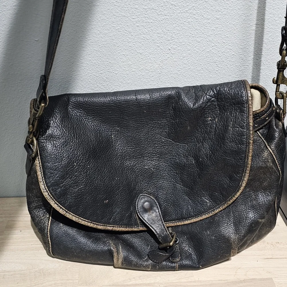 The Territory Ahead Dark Brown Leather Satchel Messenger Bag Carry On Patina!